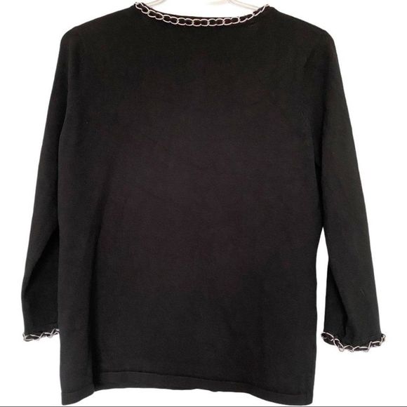 Chain trimmed cartigan in black 3/4 sleeve M VEUC - Picture 6 of 9